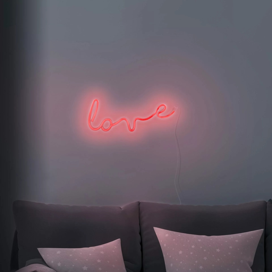 LED Neon-wanddecoratie LOVE LED/3W/3xAA USB rood