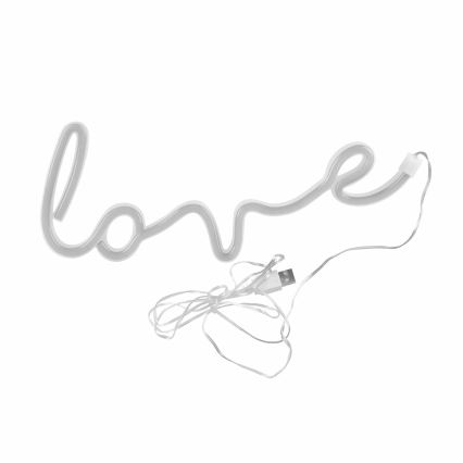LED Neon-wanddecoratie LOVE LED/3W/3xAA USB rood