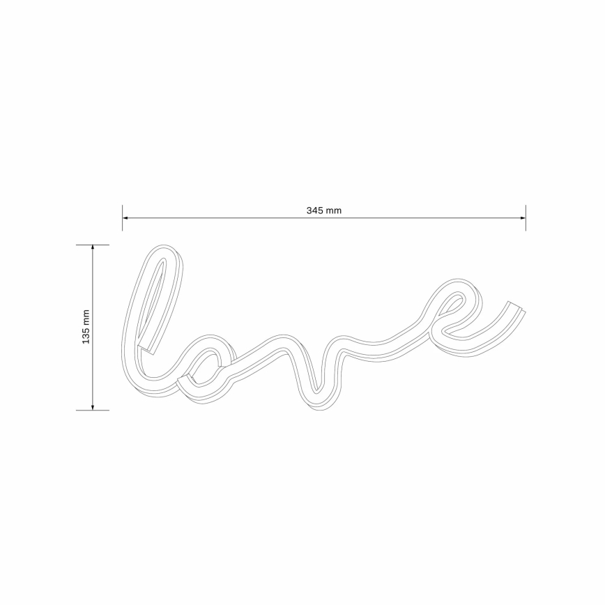 LED Neon-wanddecoratie LOVE LED/3W/3xAA USB rood