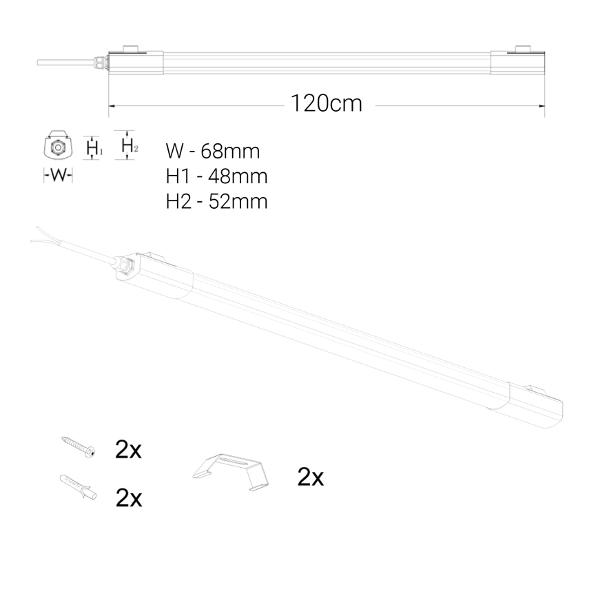 LED Onder keukenkast verlichting LED/60W/230V 6000K 120 cm IP65 zwart