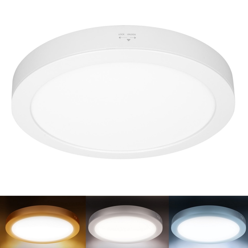 LED opbouw-/inbouwpaneel 2-in-1 18W/230V 3000/4000/6000K Ø22,5 cm IP54 wit