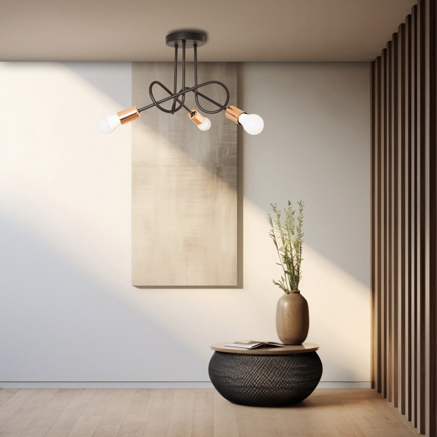 LED opbouwkroonluchter OXFORD 3xE27/15W/230V zwart