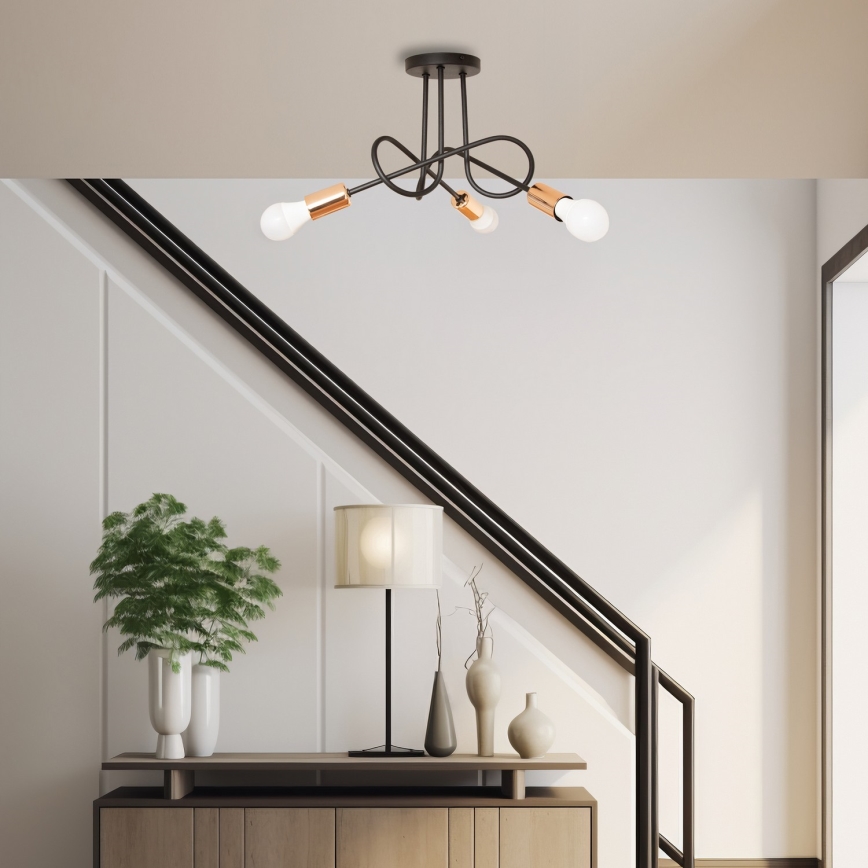 LED opbouwkroonluchter OXFORD 3xE27/15W/230V zwart