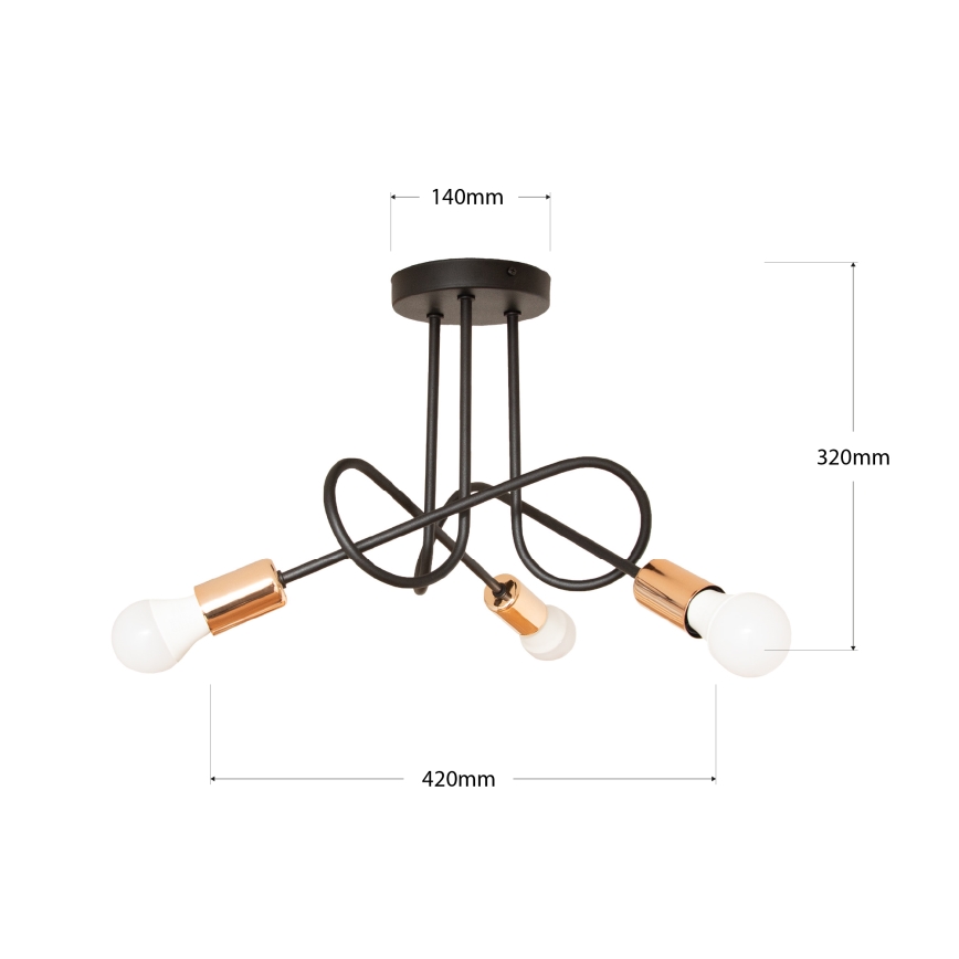LED opbouwkroonluchter OXFORD 3xE27/15W/230V zwart