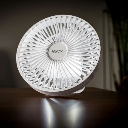 LED Oplaadbare tafelventilator met LED-verlichting LED/2W/5V USB 2400 mAh wit