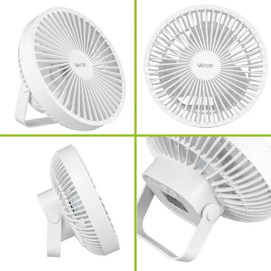 LED Oplaadbare tafelventilator met LED-verlichting LED/2W/5V USB 2400 mAh wit
