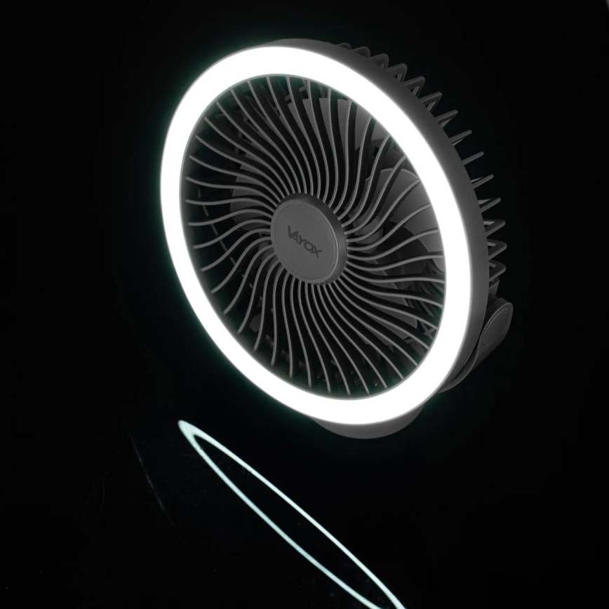 LED Oplaadbare tafelventilator met LED-verlichting LED/3W/5V USB 2400 mAh grijs