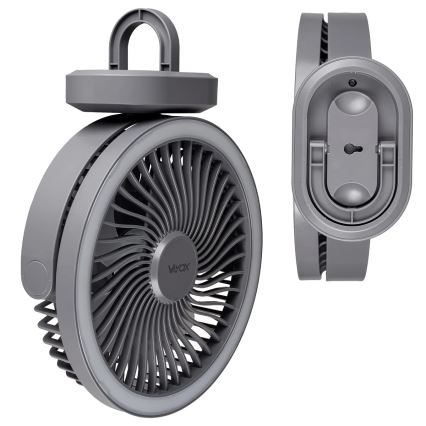LED Oplaadbare tafelventilator met LED-verlichting LED/3W/5V USB 2400 mAh grijs