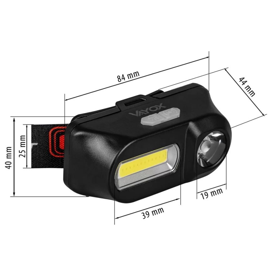 LED Oplaadbare Dimbare Hoofdlamp 2xLED/5V IP44 210 lm 2000 mAh