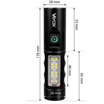 LED Dimbare Oplaadbare Zaklamp met Rood Licht LED/5W/5V IPX4 250 lm 2000 mAh