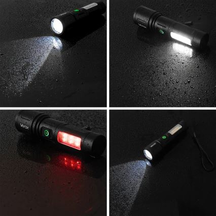 LED Dimbare Oplaadbare Zaklamp met Rood Licht LED/5W/5V IPX4 260 lm 2000 mAh