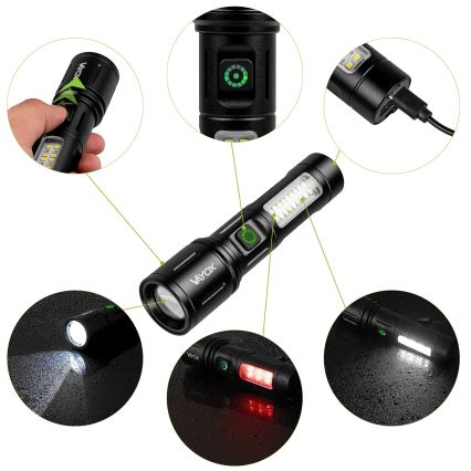 LED Dimbare Oplaadbare Zaklamp met Rood Licht LED/5W/5V IPX4 260 lm 2000 mAh