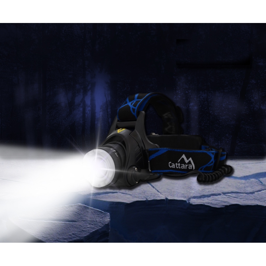 LED Oplaadbare hoofdlamp LED/6W/7,4V 5600 mAh IP44 zwart/blauw