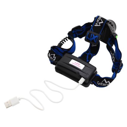 LED Oplaadbare hoofdlamp LED/6W/7,4V 5600 mAh IP44 zwart/blauw