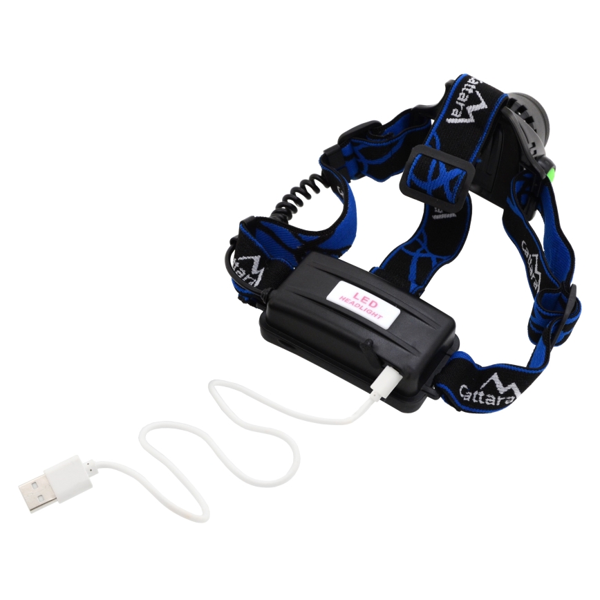 LED Oplaadbare hoofdlamp LED/6W/7,4V 5600 mAh IP44 zwart/blauw