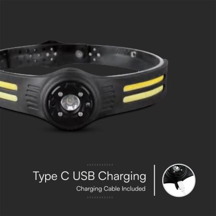 LED Oplaadbare hoofdlamp met een rood licht USB LED/3W/5V IP43 470 glanzend 5 h 650 mAh