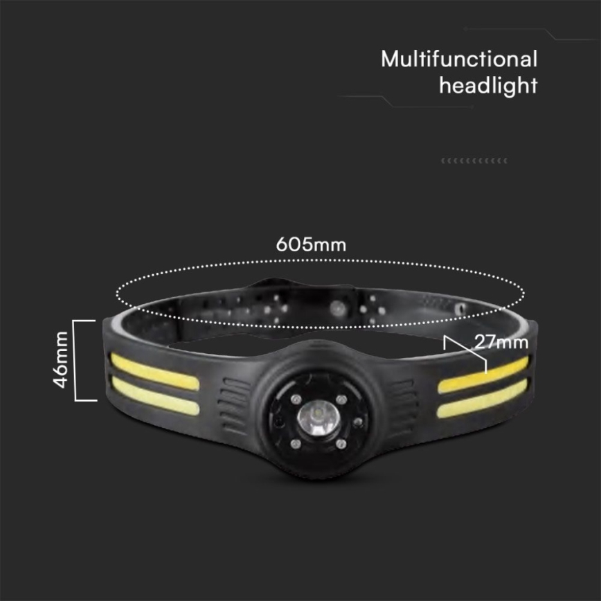 LED Oplaadbare hoofdlamp met een rood licht USB LED/3W/5V IP43 470 glanzend 5 h 650 mAh