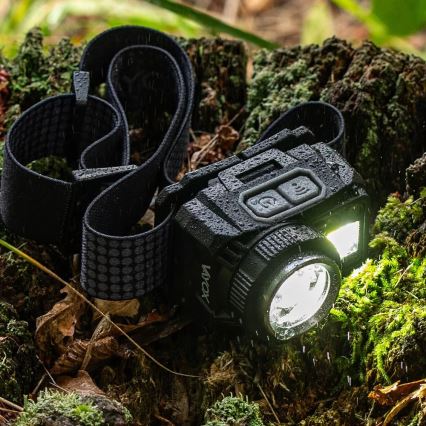 LED Dimbaar oplaadbaar hoofdlamp met sensor en rood licht LED/6W/5V/3xAAA IP44 500 glanzend 1200 mAh