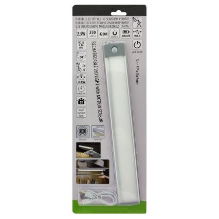 LED Oplaadbare meubelverlichting met sensor LED/2,5W/5V USB 800 mAh 4200K 32,5 cm