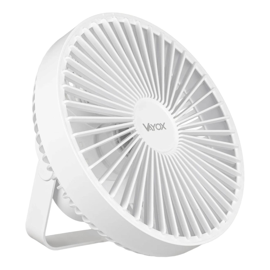 LED Oplaadbare tafelventilator met LED-verlichting LED/2W/5V USB 2400 mAh wit