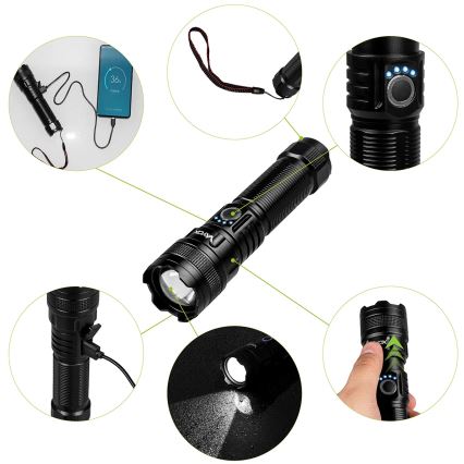 LED Dimbare oplaadbare zaklamp met powerbank Functie LED/10W/5V IPX4 600 glanzend 2000 mAh