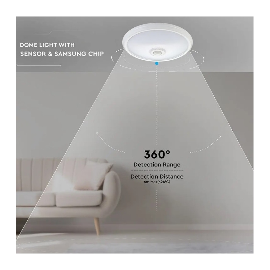 LED Plafond Lamp met Sensor LED/12W/230V 4000K