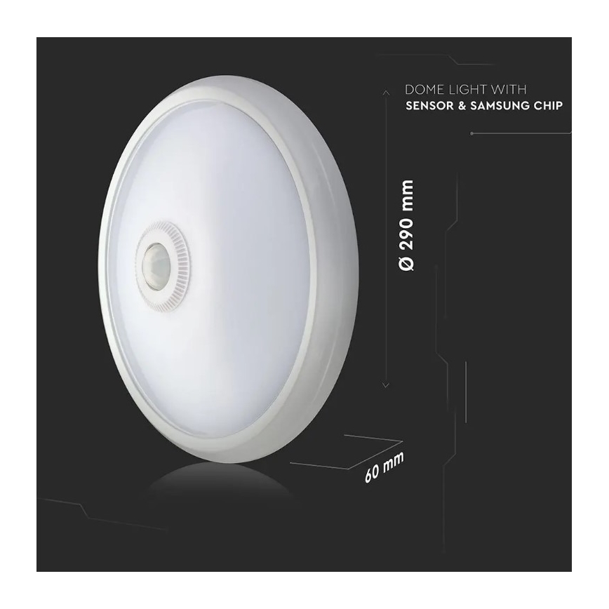 LED Plafond Lamp met Sensor LED/12W/230V 4000K