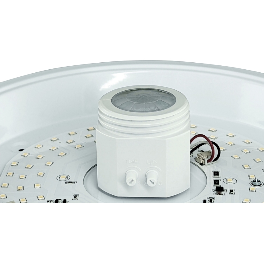 LED-plafondlamp met bewegings- en schemersensor en noodmodule MANA LED/16W/230V 1500 mAh Ø 29 cm wit