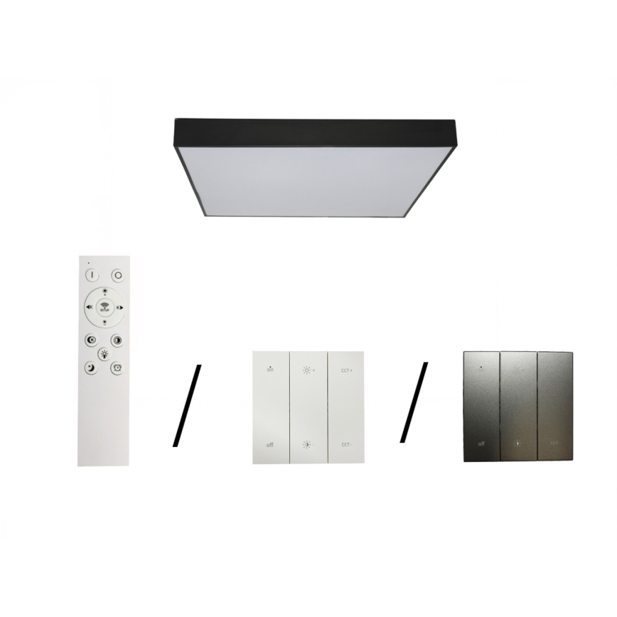 LED plafondlamp 215W, 230V, 3000/4000/6500K (instelbare kleurtemperatuur), 80x80 cm, zwart