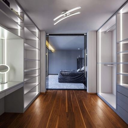 LED plafondlamp 2x 6W LED, 230V, glanzend chroom