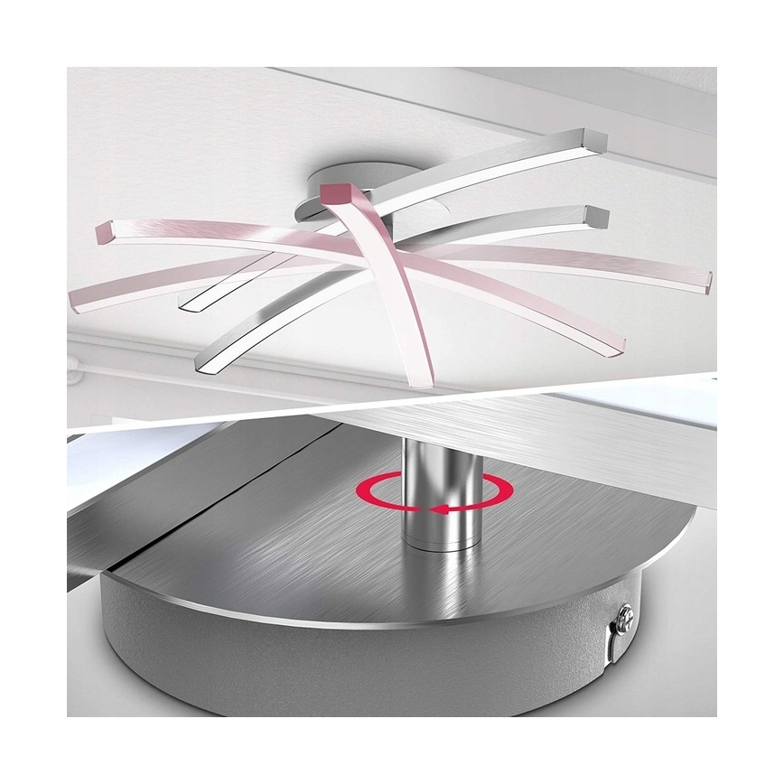 LED plafondlamp 2x 6W LED, 230V, glanzend chroom