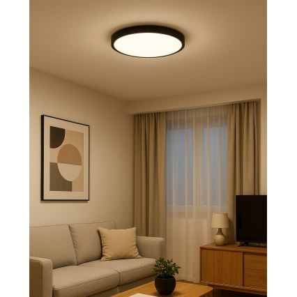 LED plafondlamp 32W/230V, 3000/4000/6500K, Ø 40 cm, zwart