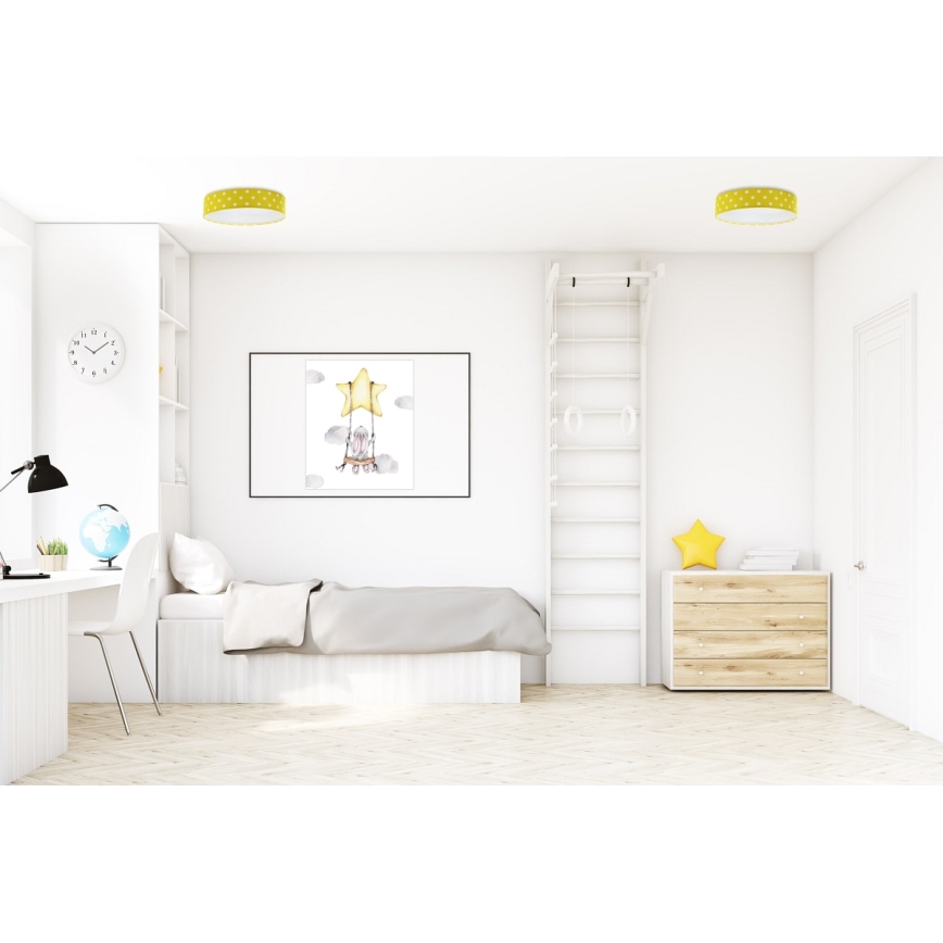 LED Plafondlamp GALAXY KIDS LED/24W/230V stippen geel/wit
