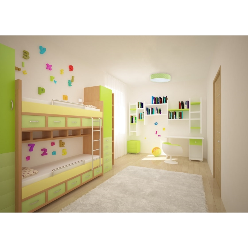 LED Plafondlamp GALAXY KIDS LED/24W/230V stippen groen/wit