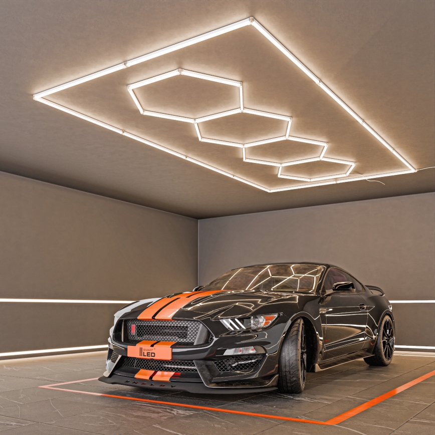 LED-plafondlamp HEXAGON LED/384W/85-265V 4000K 484x243 cm CRI 90 IP54 wit