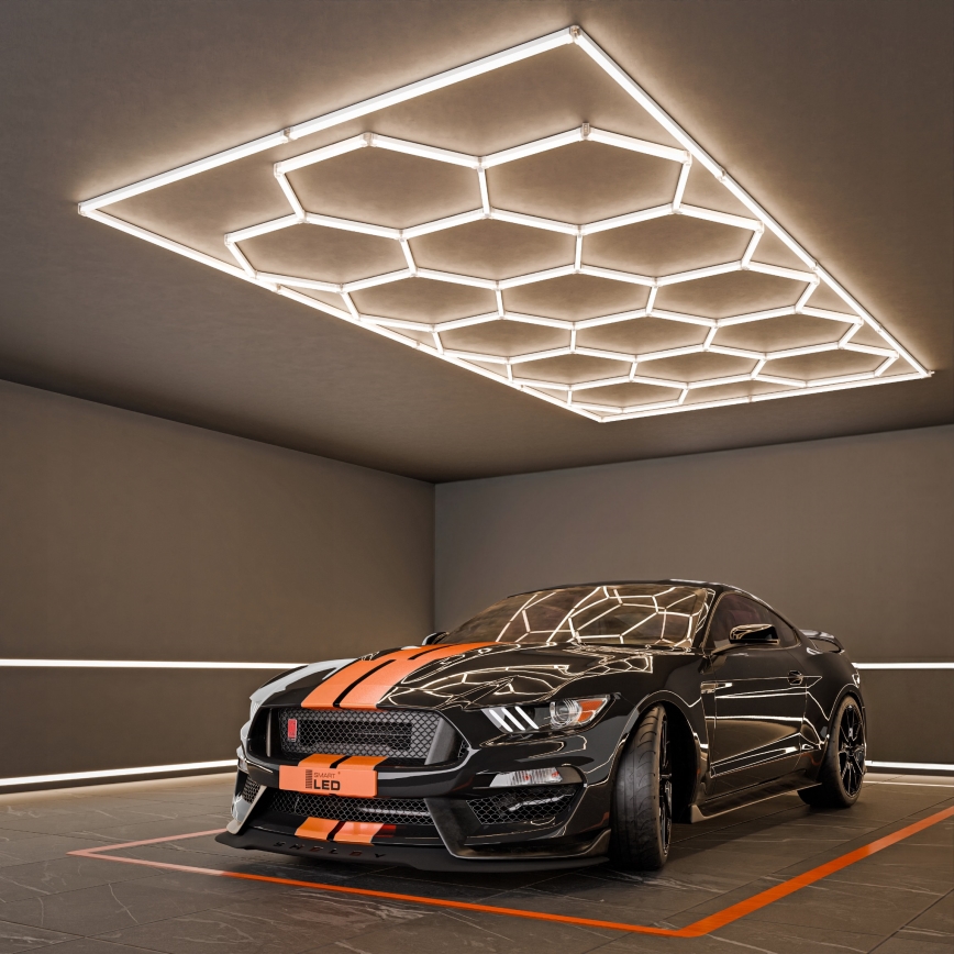 LED-plafondlamp HEXAGON LED/696W/85-265V 4000K 484x243 cm CRI 90 IP54 wit