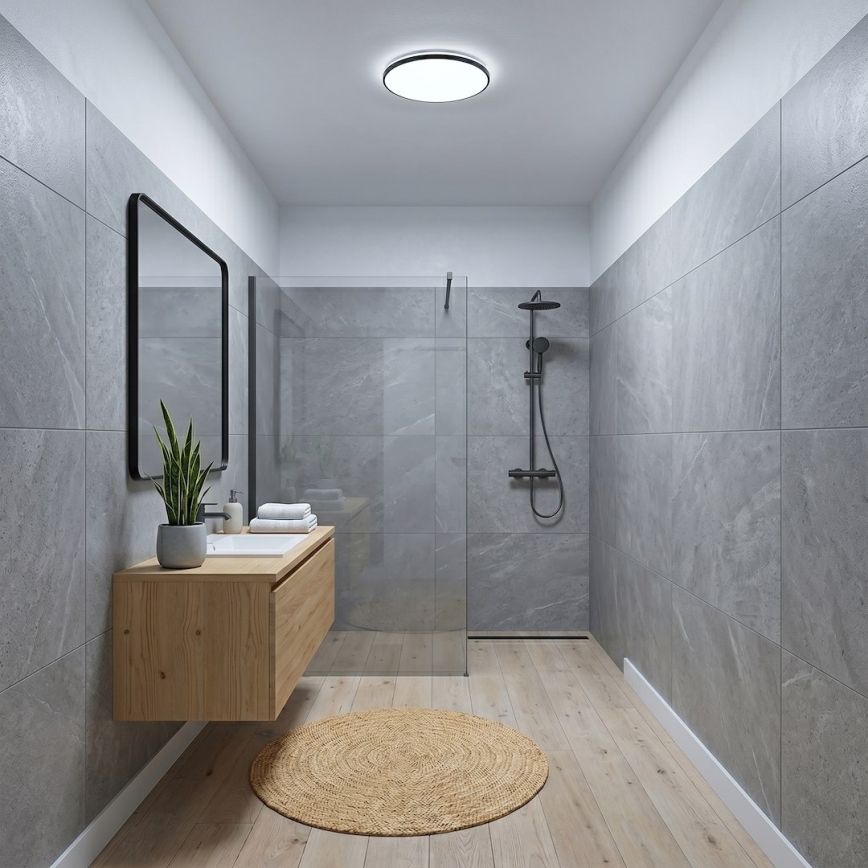 LED-plafondlamp HUGO LED/12/18/24W/230V 3000/4000/6500K Ø 30 cm IP54 zwart