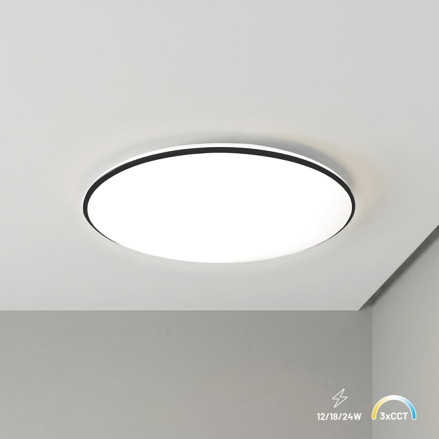 LED-plafondlamp HUGO LED/12/18/24W/230V 3000/4000/6500K Ø 30 cm IP54 zwart