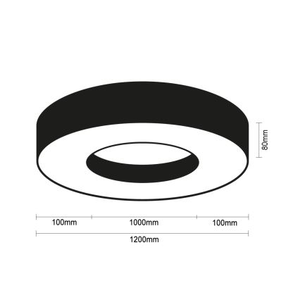 LED-plafondlamp LED/115W/230V 3000/4000/6500K Ø 120 cm zwart