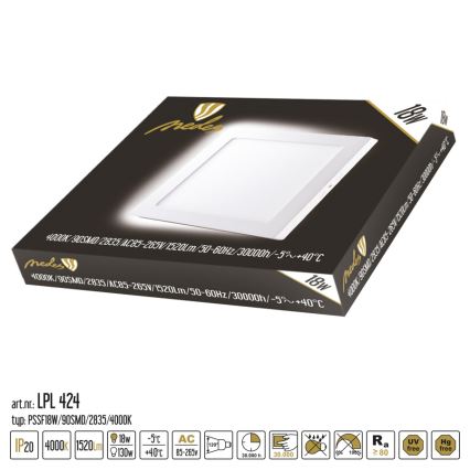 LED Plafondlamp LED/18W/230V 4000K 22,5x22,5 cm