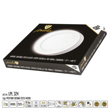 LED Plafondlamp LED/18W/230V 4000K diameter 22,5 cm