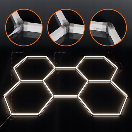 LED plafondlamp HEXAGON LED/192W/85-265V 4000K 298x209 cm CRI 90 IP54 wit