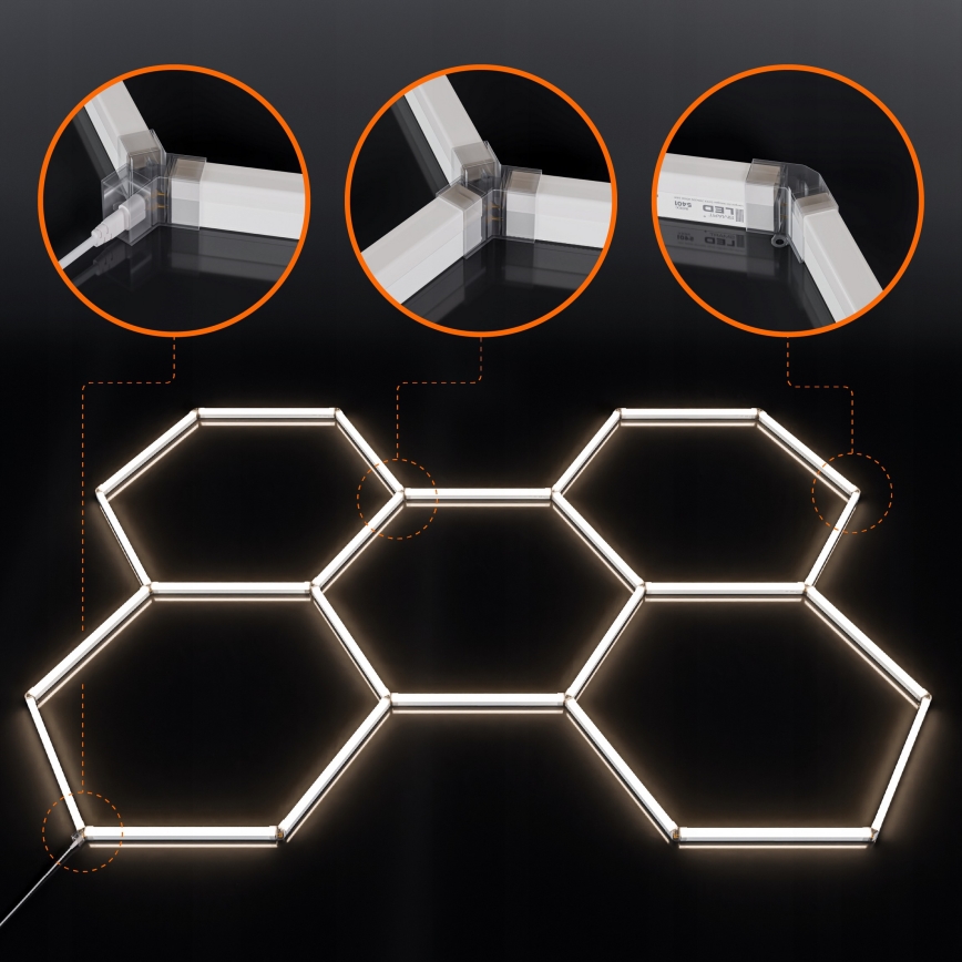 LED plafondlamp HEXAGON LED/192W/85-265V 4000K 298x209 cm CRI 90 IP54 wit