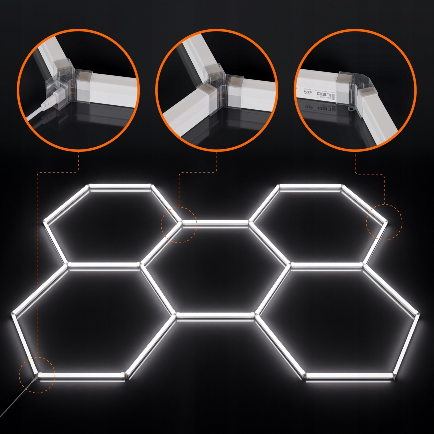 LED plafondlamp HEXAGON LED/192W/85-265V 6500K 298x209 cm CRI 90 IP54 wit