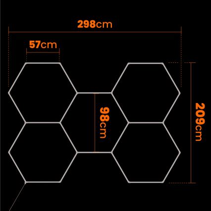 LED plafondlamp HEXAGON LED/192W/85-265V 6500K 298x209 cm CRI 90 IP54 wit
