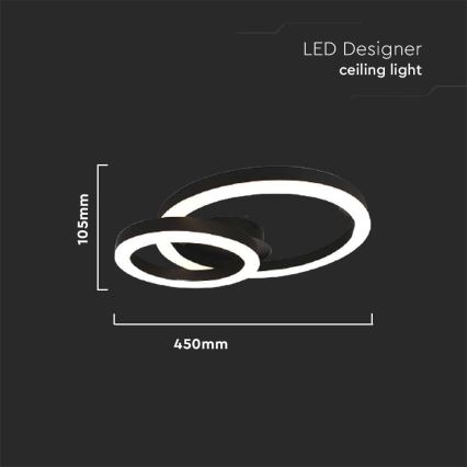 LED Plafondlamp LED/20W/230V 3000K zwart