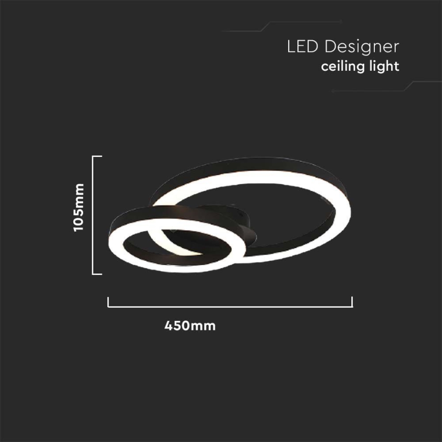 LED Plafondlamp LED/20W/230V 3000K zwart