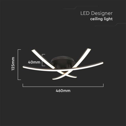 LED Plafondlamp LED/20W/230V 3000K zwart
