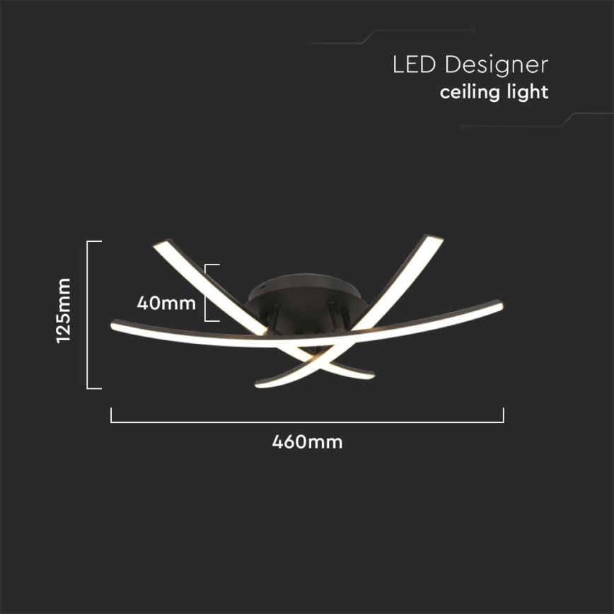 LED Plafondlamp LED/20W/230V 3000K zwart