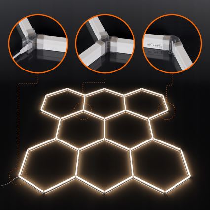 LED plafondlamp HEXAGON LED/280W/85-265V 4000K 313x298 cm CRI 90 IP54 wit
